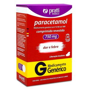 Paracetamol 750mg Prati Genérico com 20 Comprimidos Revestidos